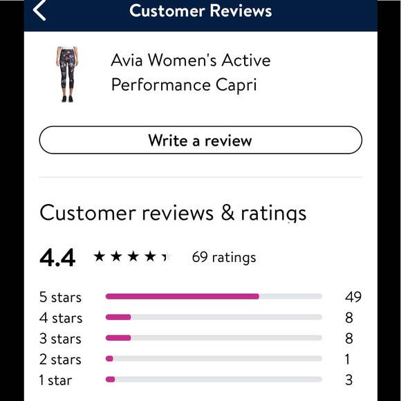 AVIA Workout Capri Performance Pants Navy Floral - Picture 12 of 12